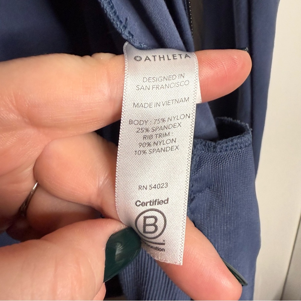 Athleta Shanti Salutation Jacket Zippered Iron Blue Powervita Workout Tall - Picture 10 of 10